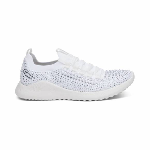 NEW AETREX women's carly arch support sneaker in white sparkle - Picture 2 of 6